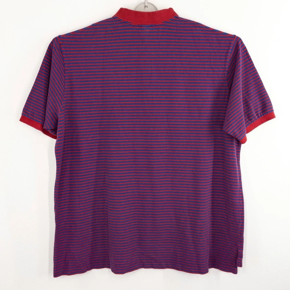 Polo Ralph Lauren Men's 4XLT Tall Red Blue Striped Short Sleeve Pique Polo Shirt